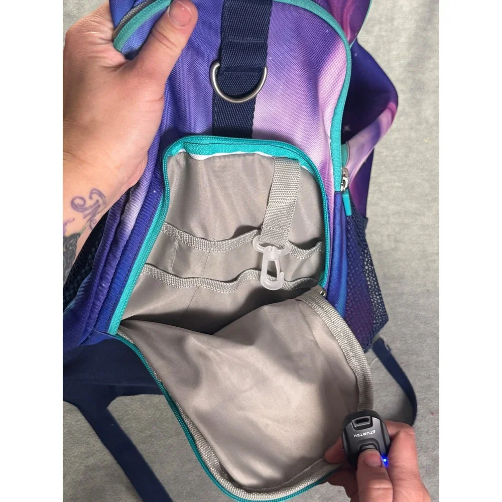 Galaxy Aurora Borealis Print Backpack Purple Blue Starry Night School Bag